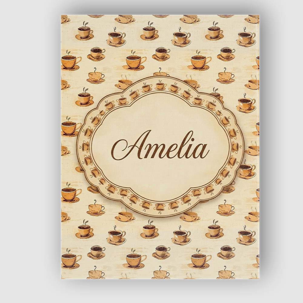 Personalised Name Classic Coffee Cup Custom Premium Decorative Design Modern Room Accent Canvas Wall Art Print Decor Picture Ready to Hang
