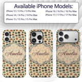 Vintage Coffee Cups Illustration Seamless Pattern Custom Name Protective Phone Case Mobile Cover Durable Everyday Smartphone Shock Resistant