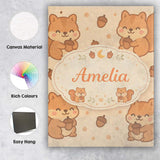 Personalised Name Cute Squirrel Acorn Cartoon Animal Pattern Perfect Custom  Home Canvas Wall Art Print Decor Picture Ready to Hang