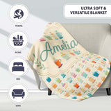 Colorful Coffee Cups Bright Fun Seamless Pattern Cute Unique Gift  Personalised Custom Name Super Soft Fleece Blanket Bed Sofa Throw
