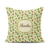 Custom Name Avocado Light Cream Background Fresh Botanical Fruit Square Filled Cushion Throw Pillow Sofa Bed Home Decor Zip Washable UK Made