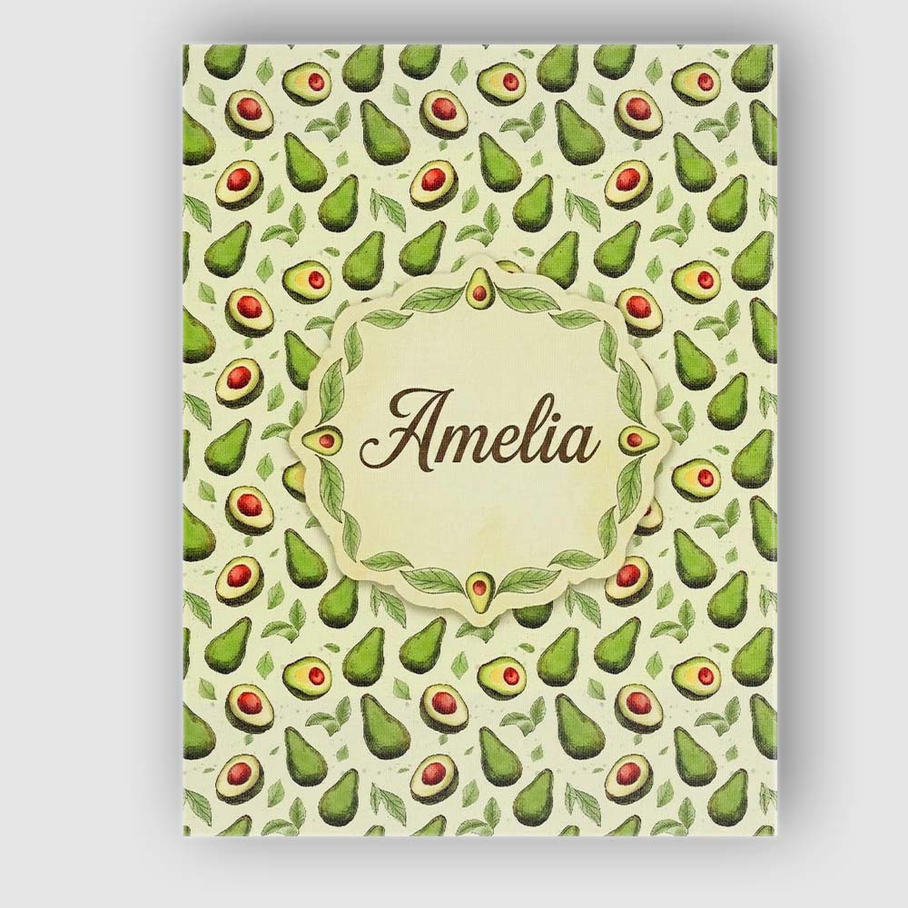 Personalised Name Avocado Pear Light Cream Background Fresh Botanical Custom Home Unique Canvas Wall Art Print Decor Picture Ready to Hang