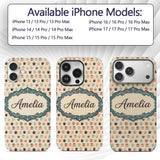 Soft Pastel Coffee Cups Cute Repeating Seamless Custom Name Protective Phone Case Mobile Cover Durable Everyday Smartphone Shock Resistant