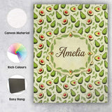 Personalised Name Avocado Pear Light Cream Background Fresh Botanical Custom Home Unique Canvas Wall Art Print Decor Picture Ready to Hang