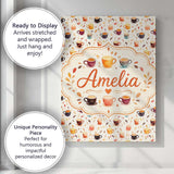 Personalised Name Watercolor Coffee Cups Custom  Unique Gift Idea Elegant Feature Canvas Wall Art Print Decor Picture Ready to Hang