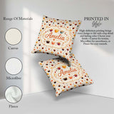 Custom Name Watercolor Cups and Beans Soft Autumn Tones Seamless Square Filled Cushion Throw Pillow Sofa Bed Home Decor Zip Washable UK Made