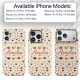 Watercolor Coffee Cups and Beans Soft Autumn Custom Name Protective Phone Case Mobile Cover Durable Everyday Smartphone Shock Resistant