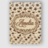 Personalised Name Coffee Cups and Beans Custom  Modern Room Accent Elegant Feature Canvas Wall Art Print Decor Picture Ready to Hang