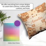Custom Name Cute Squirrel Acorn Cartoon Animal Pattern for Her Square Filled Cushion Throw Pillow Sofa Bed Home Decor Zip Washable UK Made
