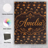 Personalised Name Dark Coffee Cups Rich Custom  Modern Room Accent Elegant Feature Canvas Wall Art Print Decor Picture Ready to Hang