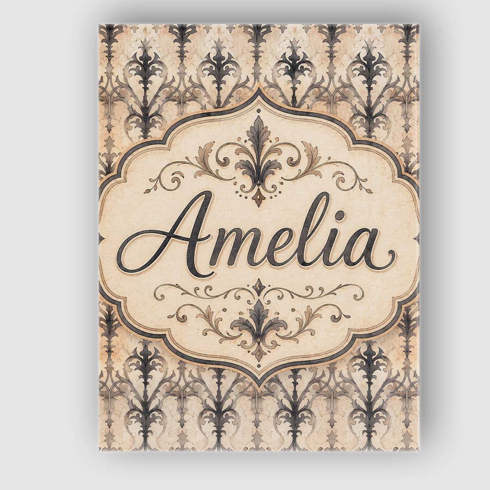 Personalised Name Elegant Floral Damask Custom  Unique Gift Idea Modern Room Accent Canvas Wall Art Print Decor Picture Ready to Hang
