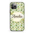 Avocado Pear Leaf Seamless Clean White Background Custom Name Protective Phone Case Mobile Cover Durable Everyday Smartphone Shock Resistant