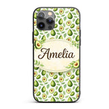 Avocado Pear Leaf Seamless Clean White Background Custom Name Protective Phone Case Mobile Cover Durable Everyday Smartphone Shock Resistant