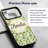 Avocado Pear Leaf Seamless Clean White Background Custom Name Protective Phone Case Mobile Cover Durable Everyday Smartphone Shock Resistant