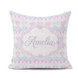 Custom Name Pastel Art Deco Motif Soft Gradient Seamless Pattern Square Filled Cushion Throw Pillow Sofa Bed Home Decor Zip Washable UK Made
