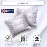 Custom Name Pastel Art Deco Motif Soft Gradient Seamless Pattern Square Filled Cushion Throw Pillow Sofa Bed Home Decor Zip Washable UK Made