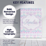 Personalised Name Pastel Deco Floral Custom  Contemporary Display Elegant Feature Canvas Wall Art Print Decor Picture Ready to Hang