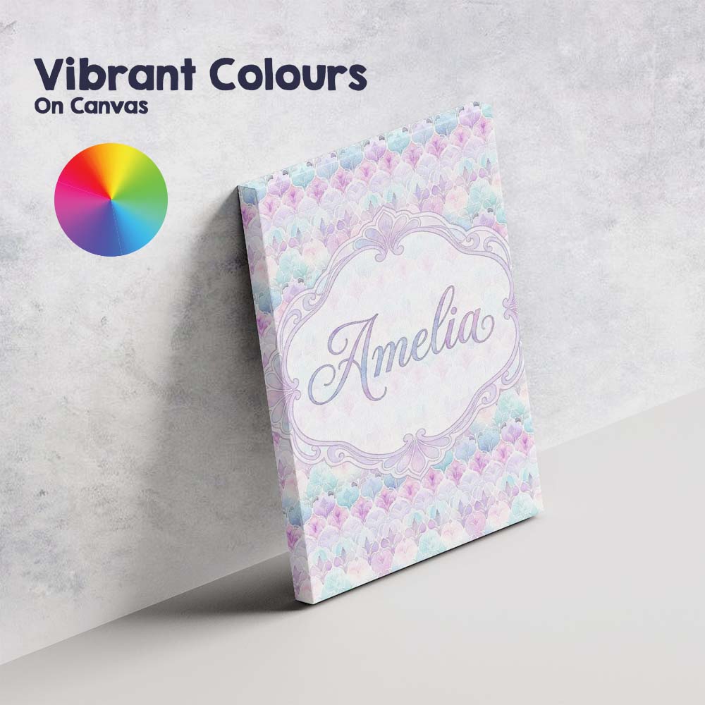 Personalised Name Pastel Deco Floral Custom  Contemporary Display Elegant Feature Canvas Wall Art Print Decor Picture Ready to Hang