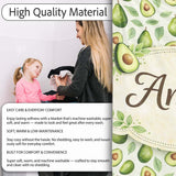 Avocado Pear Leaf Seamless Clean White Background Botanical Fruit  Personalised Custom Name Super Soft Fleece Blanket Bed Sofa Throw