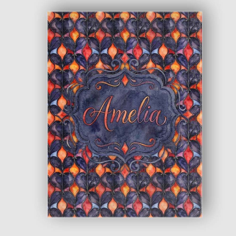 Personalised Name Warm Abstract Floral Tile Custom  Bespoke Interior Contemporary Canvas Wall Art Print Decor Picture Ready to Hang