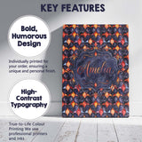 Personalised Name Warm Abstract Floral Tile Custom  Bespoke Interior Contemporary Canvas Wall Art Print Decor Picture Ready to Hang