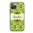 Dark Avocado Leaf Seamless Pattern Printed Design Custom Name Protective Phone Case Mobile Cover Durable Everyday Smartphone Shock Resistant
