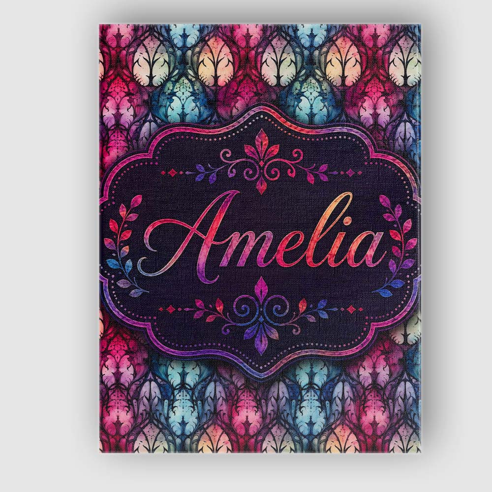 Personalised Name Vibrant Nouveau Custom Stylish Home Interior Premium Decorative Design Canvas Wall Art Print Decor Picture Ready to Hang