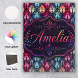 Personalised Name Vibrant Nouveau Custom Stylish Home Interior Premium Decorative Design Canvas Wall Art Print Decor Picture Ready to Hang