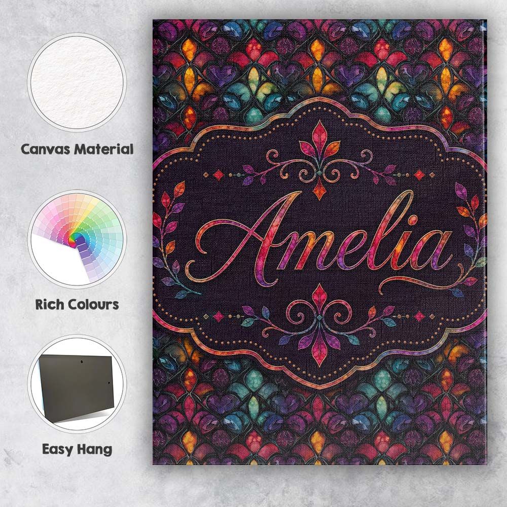 Personalised Name Rich Jewel Tone Abstract Custom  Unique Gift Idea Elegant Feature Canvas Wall Art Print Decor Picture Ready to Hang
