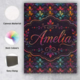 Personalised Name Rich Jewel Tone Abstract Custom  Unique Gift Idea Elegant Feature Canvas Wall Art Print Decor Picture Ready to Hang