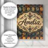 Personalised Name Gothic Stained Glass Arch Custom  Bespoke Interior Contemporary Canvas Wall Art Print Decor Picture Ready to Hang