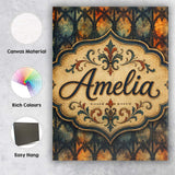 Personalised Name Gothic Stained Glass Arch Custom  Bespoke Interior Contemporary Canvas Wall Art Print Decor Picture Ready to Hang