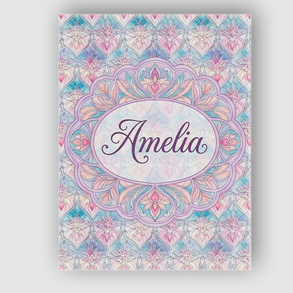 Personalised Name Pastel Nouveau Floral Custom  Modern Room Accent Elegant Feature Canvas Wall Art Print Decor Picture Ready to Hang