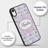 Pastel Art Nouveau Floral Soft Pink and Blue Custom Name Protective Phone Case Mobile Cover Durable Everyday Smartphone Shock Resistant