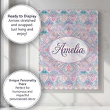 Personalised Name Pastel Nouveau Floral Custom  Modern Room Accent Elegant Feature Canvas Wall Art Print Decor Picture Ready to Hang