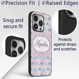Pastel Art Nouveau Floral Soft Pink and Blue Custom Name Protective Phone Case Mobile Cover Durable Everyday Smartphone Shock Resistant