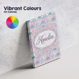Personalised Name Pastel Nouveau Floral Custom  Modern Room Accent Elegant Feature Canvas Wall Art Print Decor Picture Ready to Hang