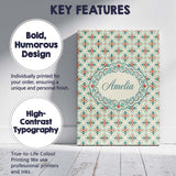Personalised Name Classic Floral Tile Custom Modern Room Accent Creative Decorator Style Canvas Wall Art Print Decor Picture Ready to Hang