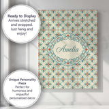 Personalised Name Classic Floral Tile Custom Modern Room Accent Creative Decorator Style Canvas Wall Art Print Decor Picture Ready to Hang