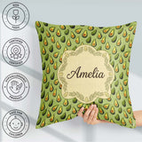 Custom Name Green Avocado Seamless Textured Background Botanical Square Filled Cushion Throw Pillow Sofa Bed Home Decor Zip Washable UK Made