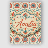 Personalised Name Elegant Folk Floral Custom Modern Room Accent Creative Decorator Style Canvas Wall Art Print Decor Picture Ready to Hang
