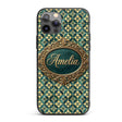 Luxury Art Deco Tile Gold and Teal Geometric Custom Name Protective Phone Case Mobile Cover Durable Everyday Smartphone Shock Resistant