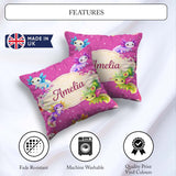 Custom Name Pink Axolotl Cartoon Seamless Pattern Kawaii Fantasy Square Filled Cushion Throw Pillow Sofa Bed Home Decor Zip Washable UK Made