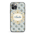 Traditional Blue Floral Vine Decorative Design Custom Name Protective Phone Case Mobile Cover Durable Everyday Smartphone Shock Resistant