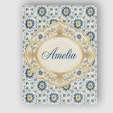 Personalised Name Traditional Blue Floral Custom  Unique Gift Idea Elegant Feature Canvas Wall Art Print Decor Picture Ready to Hang