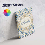 Personalised Name Traditional Blue Floral Custom  Unique Gift Idea Elegant Feature Canvas Wall Art Print Decor Picture Ready to Hang