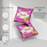 Custom Name Pink Axolotl Cartoon Seamless Pattern Kawaii Fantasy Square Filled Cushion Throw Pillow Sofa Bed Home Decor Zip Washable UK Made