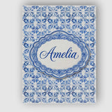 Personalised Name Classic Blue White Custom Premium Decorative Design Modern Room Accent Canvas Wall Art Print Decor Picture Ready to Hang