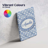 Personalised Name Classic Blue White Custom Premium Decorative Design Modern Room Accent Canvas Wall Art Print Decor Picture Ready to Hang