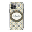 Stylish Black Gold Floral Tile Motif Seamless Custom Name Protective Phone Case Mobile Cover Durable Everyday Smartphone Shock Resistant